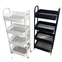 Chariot de rangement multifonctionnel à 4 niveaux avec roulettes en métal pour cuisine et salle de bain - Vente en gros