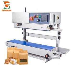 FR900 Stainless Steel Continuous Band Sealer Kraft Paper Pouch Adjustable Height Stand up <b>Plastic</b> Bag Vertical Sealing <b>Machine</b> - Product Image 1