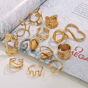 Irregular Open Ring Set For Women Geometric Shape Stainless Steel Light Luxury Jewelry Gift Fashion Rings - Product Image 4