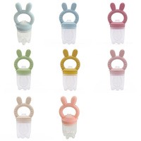 Populaire design peuter babyvoeding fruitvoeder siliconen fruitvoeder knijpvoeder gepersonaliseerd LOGO pasgeboren baby afwensvoeder