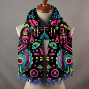 UVカット カシミヤ風 ヒジャブ スカーフ エスニック ショール バンダナ スカーフ パシュミナ 両面 ロングスカーフ タッセル付き - Product Image 1