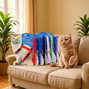 Arnés y Correa para Mascotas <span class=keywords><strong>Danny</strong></span> Pet, Diseño Encantador, Ecológico, Duradero, de Poliéster, Ajustable en el Cuello y el Pecho, Talla M para Gatos - Product Image 4