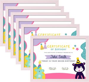 Cadre <span class=keywords><strong>photo</strong></span> en bois 8,5x11 <span class=keywords><strong>avec</strong></span> <span class=keywords><strong>verre</strong></span> trempé - Cadre d'affichage rose pour récompenses, diplômes et certificats d'enfants - Product Image 1