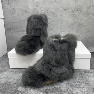 Custom Dames Winter Pluizig Bont Laarzen Vrouw Warme Snowboots Luxe Schoenen Vossenbont Sneeuwschoen Winterschoen - Product Image 6