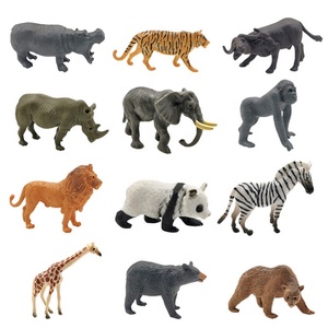 Mini Figuras <span class=keywords><strong>de</strong></span> Animales Salvajes <span class=keywords><strong>de</strong></span> Simulación al por Mayor: Zebra, Oso Pardo, Jirafa, Búfalo, León, Elefante, Tigre, Rinoceronte, Hipopótamo - Product Image 1