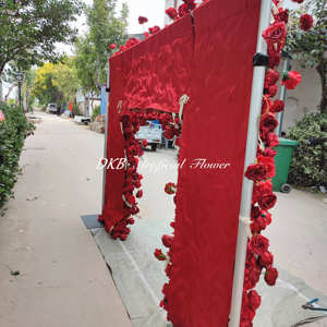 Dkb 2024 אדום אלגנטי רקע עיצוב חדש תמיכה מסגרת מגולגל את קשת פרח רקע קישוטי לחתונה - Product Image 5