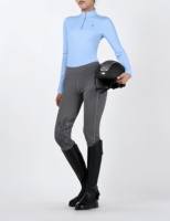 Chemise à manches longues à fermeture éclair 1/4 pour femmes, couche de base équestre, séchage rapide, absorption de la transpiration, vêtements d'équitation, 71% nylon, 29% élasthanne