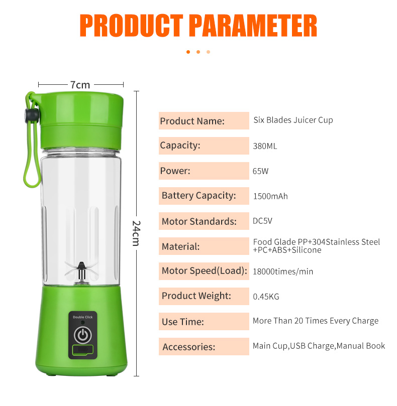 Portable Electric Blender Juicer Fruit Blender Maker Milk Shaker Upgraded 24 H49b624ab359f4627baf8563fee54d83bv
