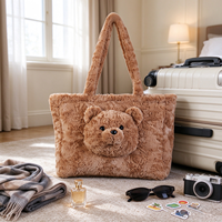 Sac fourre-tout en peluche 3D interactif mignon, sac à bandoulière doux et moelleux avec tête d'animal amovible, cadeau pour enfants et filles