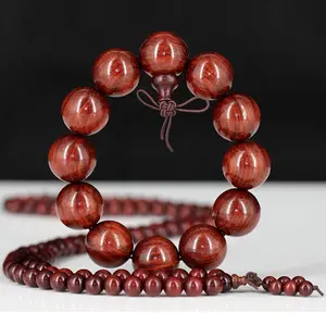 red sandalwood aloes wood Buddhist beads golden silk and rosary beads string gift bracelet