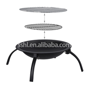 Açık metal portatif katlanabilir kamp barbekü ateş çukuru kapaklı ve ızgara - Product Image 4