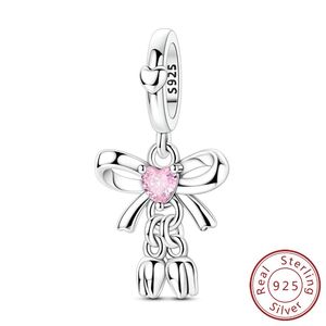 Venta al por mayor de dijes de plata de ley 925 con circonita cúbica rosa, lazos, flores, elefantes, y cuentas colgantes con la inscripción 'MAMÁ' para la creación de pulseras DIY y como regalo - Product Image 5