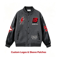 Veste universitaire personnalisée avec logo brodé, manches en similicuir, boutons-pression, pour hommes et femmes, style bomber baseball