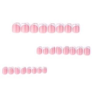 24 <span class=keywords><strong>Uñas</strong></span> Acrílicas Hechas a Máquina, Estilo Francés Blanco Simple, <span class=keywords><strong>Uñas</strong></span> Postizas <span class=keywords><strong>Cortas</strong></span> Cuadradas, Diseño de <span class=keywords><strong>Uñas</strong></span> al por Mayor - Product Image 2