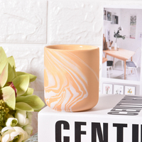 Vase à bougie en céramique marbrée orange, finition mate, porte-bougie parfumé populaire