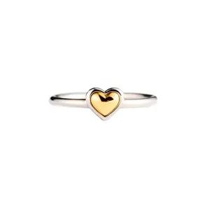 Rainbowking hot selling 925 silver love two-color ring female simple atmosphere fashion European and American style jewelry ring