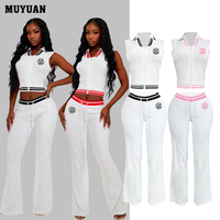 Ensemble 2 pièces personnalisé 2026 : Veste polo de golf zippée sportive et pantalon évasé pour femme – Tenue de sport décontractée automne/été