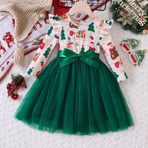 Vestito da principessa con fiocco da bambino natalizio a manica lunga in Tulle rosso vestito da neonato Festival - Product Image 5