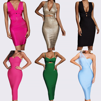 Fabricant de vêtements OEM personnalisé à la mode moulante à une épaule bandage d'anniversaire métallisé mini robe de cocktail sexy pour femmes