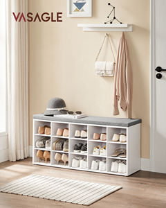 <span class=keywords><strong>VASAGLE</strong></span> <span class=keywords><strong>meuble</strong></span> d'entrée moderne, armoire à chaussures de rangement, 15 compartiments, siège de banc à chaussures avec coussin - Product Image 3