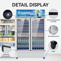 Réfrigérateur Vitré Professionnel 400L 900L 1300L, Vitrine Réfrigérée Verticale en Acier Inoxydable, Réfrigérateurs Commerciaux pour Boissons