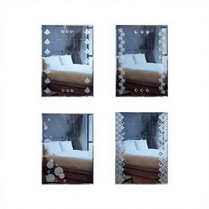 Espejo Decorativo para Baño con Diseño de Ranura en V, Espejo de Vanidad para Bodas, Reflejo Claro, Decoración Artística, Montaje en Pared, Irrompible - Product Image 1