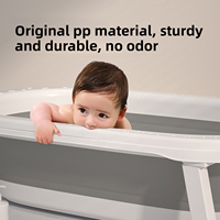 Ensemble de bain pour bébé 12-en-1 pliable et portable en matériau PP sûr, avec thermomètre, coussin flottant, bonnet de douche et séchoir