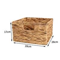 Panier de rangement rectangulaire fait main en jonc de mer et jacinthe d'eau tressé, multifonctionnel, pour cosmétiques et serviettes de bain