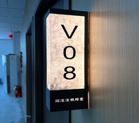 Plaque de porte électronique LED rétroéclairée personnalisée de luxe pour hôtel et école, avec numéro de chambre, système de sonnette DND, en acrylique moderne