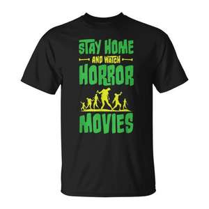Camiseta Stay Home And Watch Horror Movies, color negro, unisex para adultos - Product Image 1