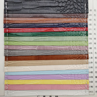 Tissu en cuir PVC gaufré Caiman vert menthe 1,0 mm, 54 pouces, avec support brossé, élastique, pour sacs d'école, papeterie, artisanat, chaussures, ceintures 1
