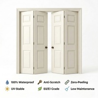 Portes pliantes à 3 panneaux en placage blanc massif avec isolation phonique et thermique pour chambre, villa, maison, intérieur