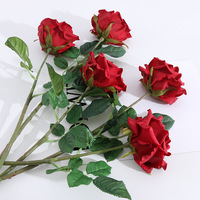 Rose artificielle en soie à toucher réel, à tige unique, bord frisé, pour la décoration de la maison, des mariages et des hôtels