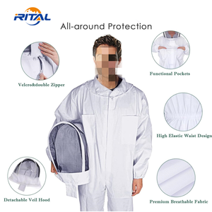 Traje <span class=keywords><strong>de</strong></span> Apicultura <span class=keywords><strong>de</strong></span> Poliéster y Algodón con Guantes y Capucha Ventilada para Exteriores - Product Image 6