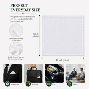 Mouchoirs de poche personnalisés en lin blanc pour hommes et femmes, réutilisables, avec bordure finement cousue, pour mariages et affaires - Product Image 3