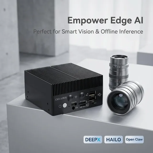 TM-CM3-AIBOX Edge AI Computing Box Rockchip RK3566 NPU 2GB/4GB RAM 32GB Storage for AI Acceleration Pre-installed Ubuntu2404