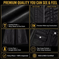 Fabricants sur mesure de pantalons en denim ciré multi-poches, jeans en coton noir pour hommes, jeans baggy Y2k, tissu denim de haute qualité