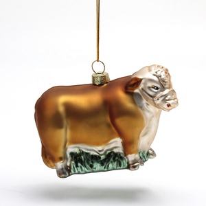 Handmade High Quality <strong>Glass</strong> Cow Christmas <strong>Tree</strong> Ornaments Mini Animal Decoration Eco-friendly European Style - Product Image 4
