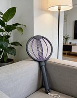Raquette anti-moustiques électrique rechargeable avec poignée pliable, fonction batte électrique, alimentée par batterie, portée 20m