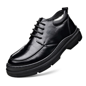 Zapatos de invierno para hombre, forrados de lana, de cuero, impermeables, antideslizantes, con suela gruesa, informales, para personas de mediana edad y mayores. - Product Image 5
