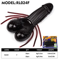 Lot de 10 leurres souples professionnels à coulée lente, type castor, en plastique, côtelés, pour la pêche au bar, au brochet et à la perche, pour montage Ned Rig, 4g 6g