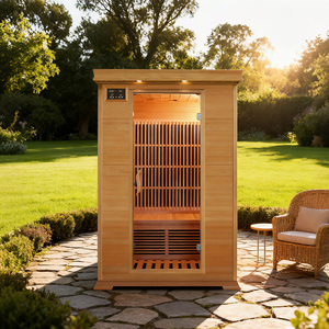 Sauna Moderna para el Hogar, Sauna de Infrarrojos Lejanos, Madera de Cedro Rojo o Hemlock, Sauna de Vapor Seco para 2 Personas - Product Image 1