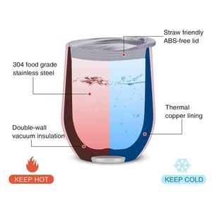 12 oz Termo térmico de <span class=keywords><strong>vino</strong></span> copas de vaso al por mayor a granel de doble pared con aislamiento taza de acero inoxidable - Product Image 6