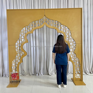Suministros para eventos suaves, soporte de fondo de arco de Metal Led dorado personalizado, decoración de escenario de boda, Fondo de arco - Product Image 4