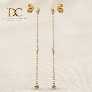 ต่างหูเพชรทรงหยดน้ำทรงกลม ดีไซน์เนอร์ 14KT ทองคำแท้สีเหลือง ได้รับการรับรองจาก IGI เพชรเพาะเลี้ยงในห้องปฏิบัติการ เหมาะสำหรับผู้หญิง เป็นของขวัญสำหรับทุกโอกาสพิเศษ - Product Image 6