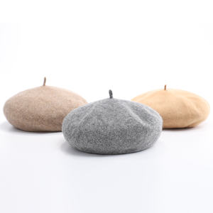 Béret d'hiver en gros pour femmes, chapeau en laine uni tendance pour femmes - Product Image 3