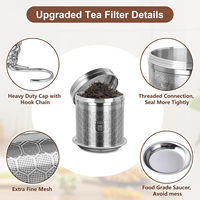 Infuseur à thé en maille fine avec chaîne, compatible théières et tasses, réutilisable, multi-tailles, compatible lave-vaisselle, avec plateau de récupération des infusions, vente en gros, direct usine
