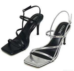 <span class=keywords><strong>Sandalias</strong></span> de tacón alto <span class=keywords><strong>plateadas</strong></span> de moda para <span class=keywords><strong>mujer</strong></span>, con tira fina y punta abierta, personalizables al por mayor, Colección Verano 2026 - Product Image 3