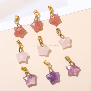 Dijes de Piedras Preciosas Curativas JD Fashion, 11*5 mm con Hebilla de Oro, Colgante de Estrella Facetada de Piedra <span class=keywords><strong>Natural</strong></span> Cuarzo, Amatista y Lapislázuli - Product Image 4