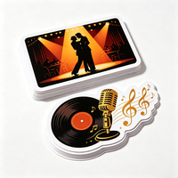 Autocollants de danse Haoxuan Tango en vinyle PVC blanc, silhouettes de danseurs, microphones, graphiques de salle de bal, finition mate, UV sélectif, imperméables